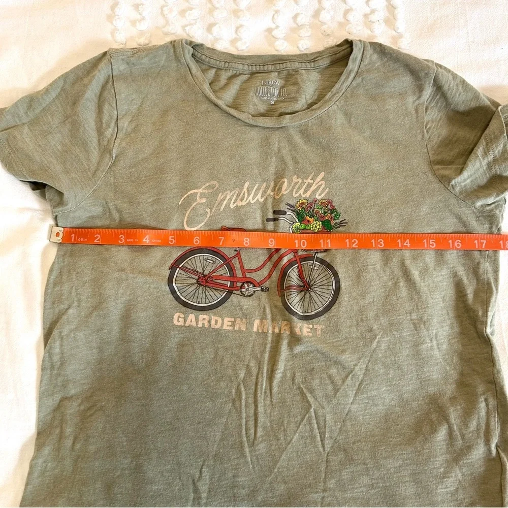 J. Crew Women’s Light Olive Green 100% Cotton Collector Tee Bicycle S - Picture 5 of 8